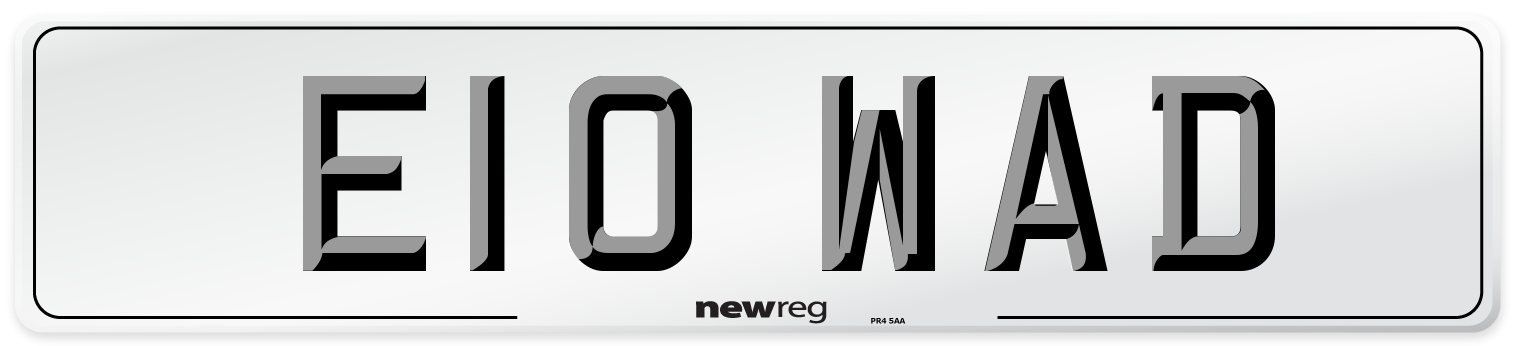 E10 WAD Number Plate from New Reg